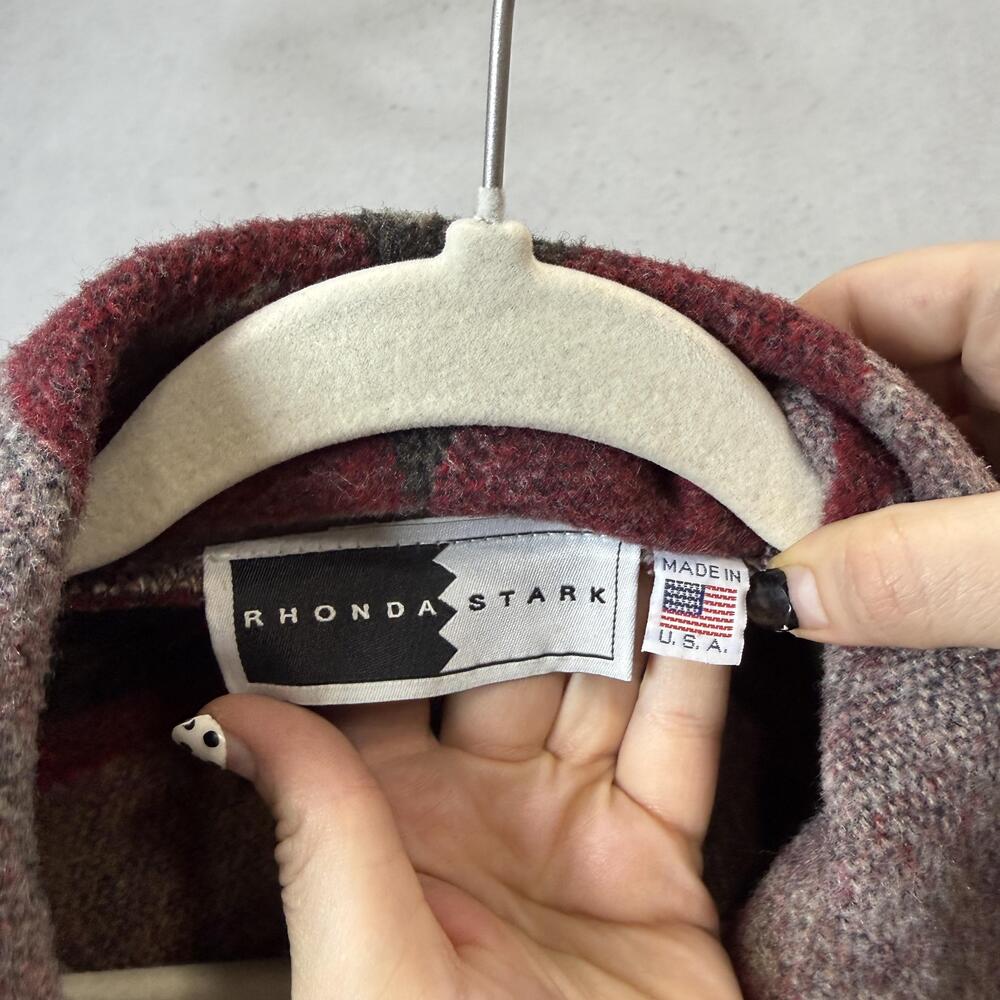 Rhonda Stark Blazer Womens Medium Red Wool Southwestern Western Button Jacket - Picture 2 of 7